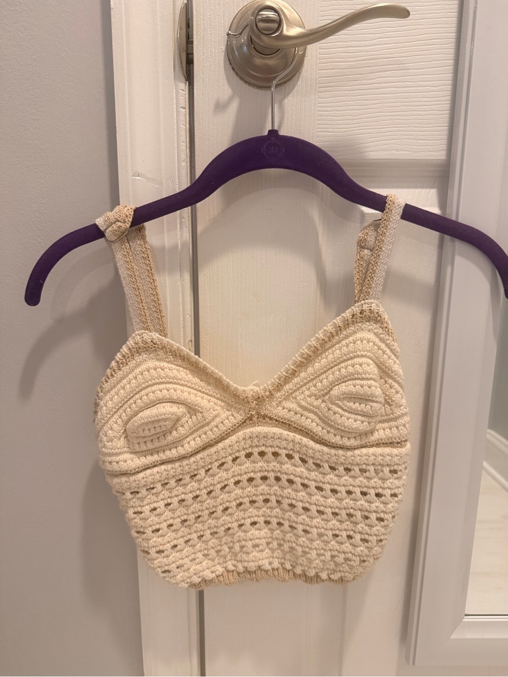 Vintage Crochet Knit Top in Cream